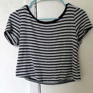 Charlotte Russe striped short-sleeve cropped tee